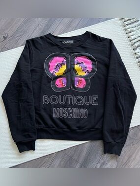 BOUTIQUE MOSCHINO Butterfly Graphic Black Sweatshirt